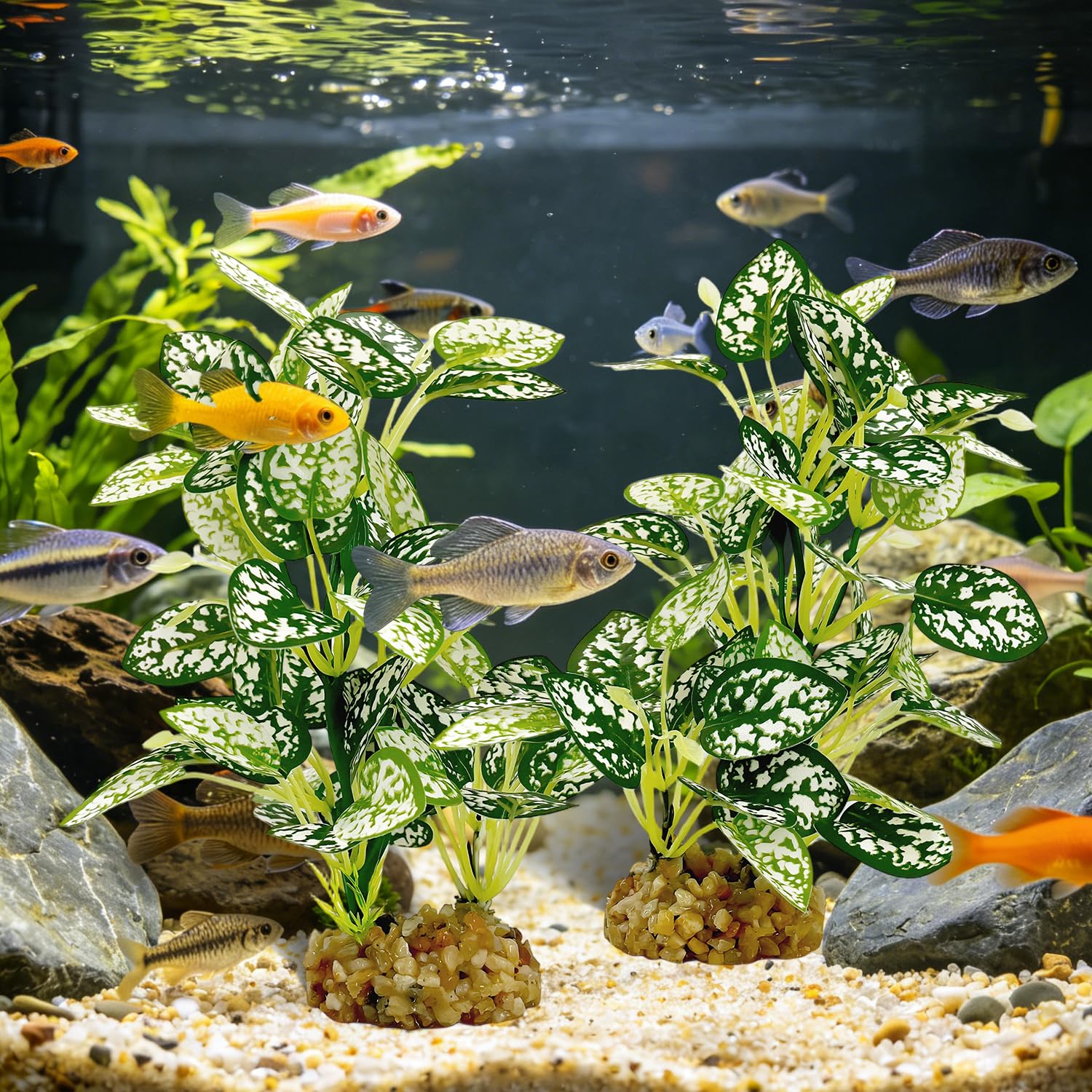 Silk Aquarium Plants 2-Pack, 8.6-inch Artificial Aquarium Silk Plants -  Simulated Fish Habitat Decor, Safe Silk Plants For Aquariums Fish Fishbowl photo 4