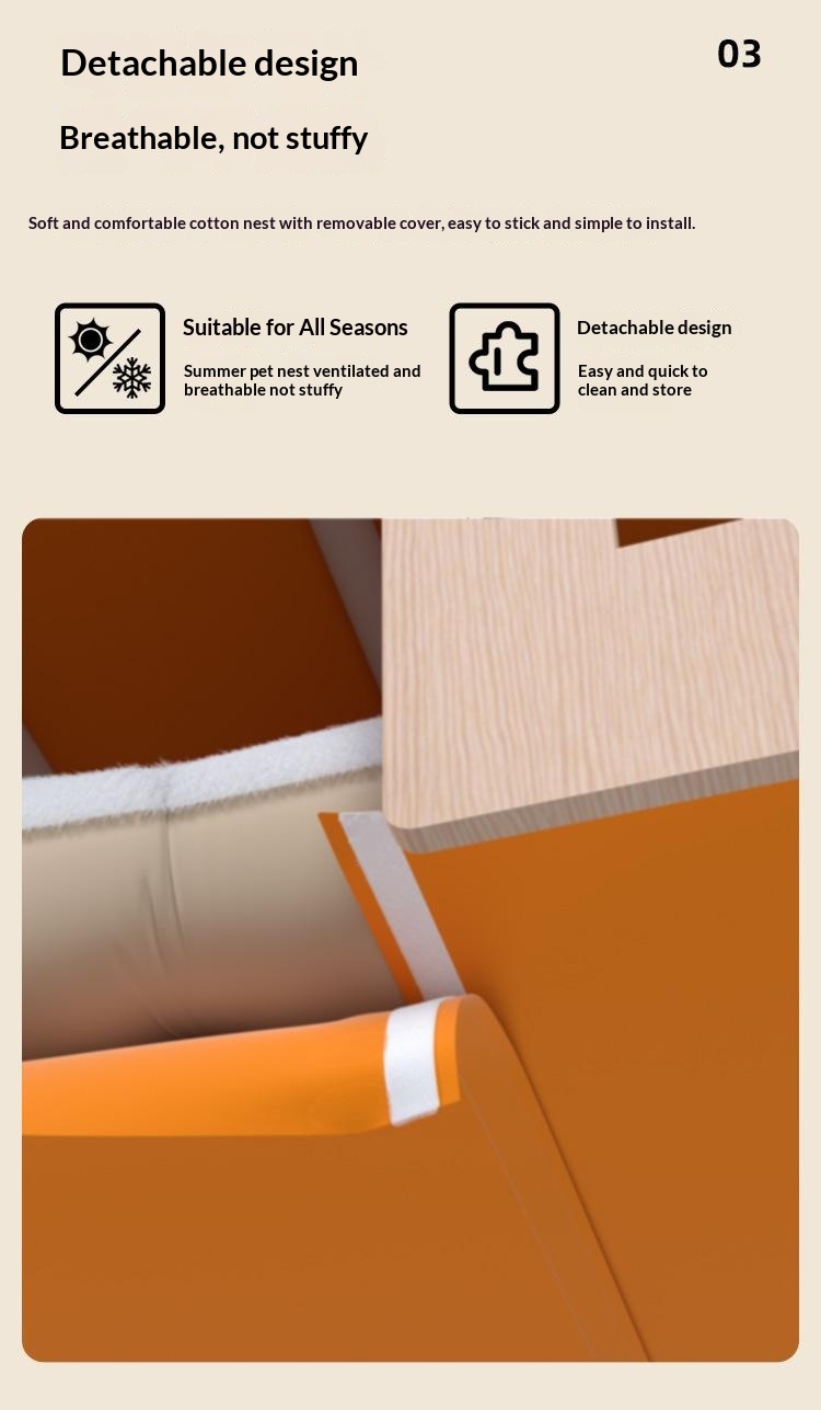 All-season Eco-friendly Solid Wood Pet Furniture, Washable & Breathable Cat Dog Bed photo 8
