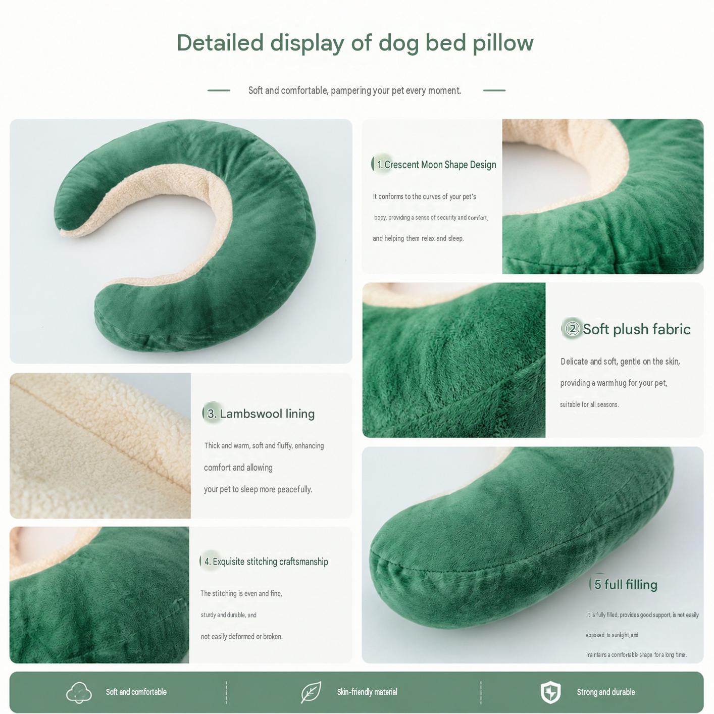 New Pet Dog Sleeping Pillow Soft And Comfortable Cuddle Pad With A Crescent Shaped Plush Design Universal Pet Accessory. photo 3