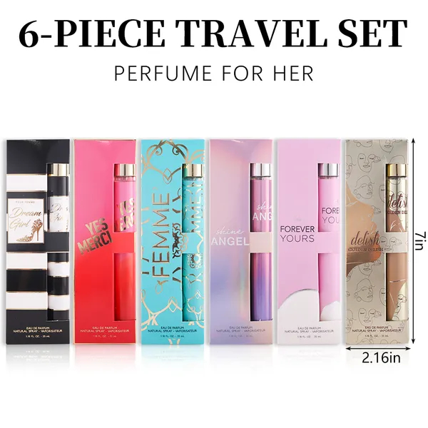 6pcs Women's Eau De Parfum Travel Set - Long-Lasting, Refreshing Fragrance In 6 Unique Scents - Ideal For Daily Use, Dates photo 1