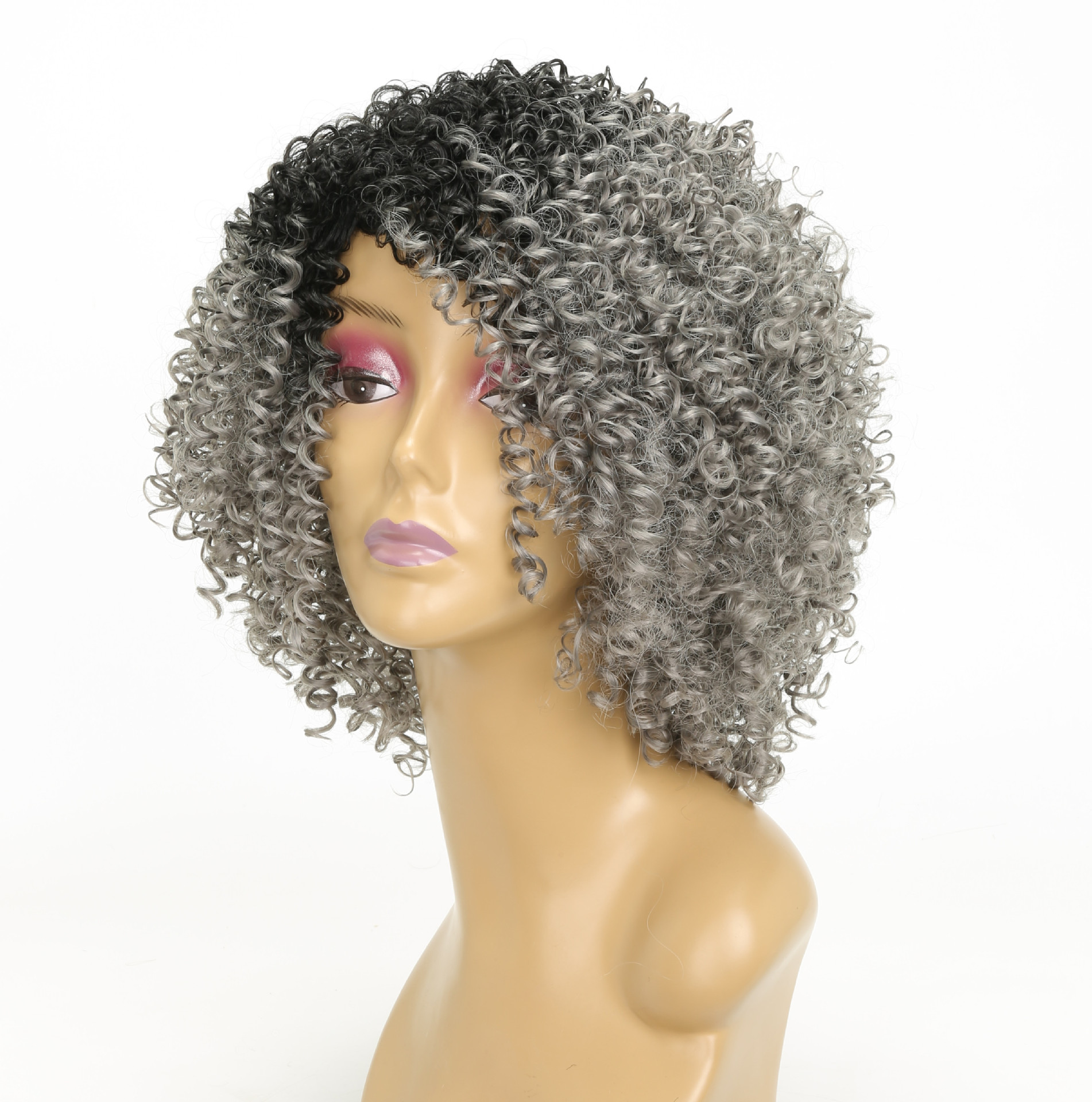 Curly Female Black Gray High Temperature Silk Chemical Fiber Headgear photo 2