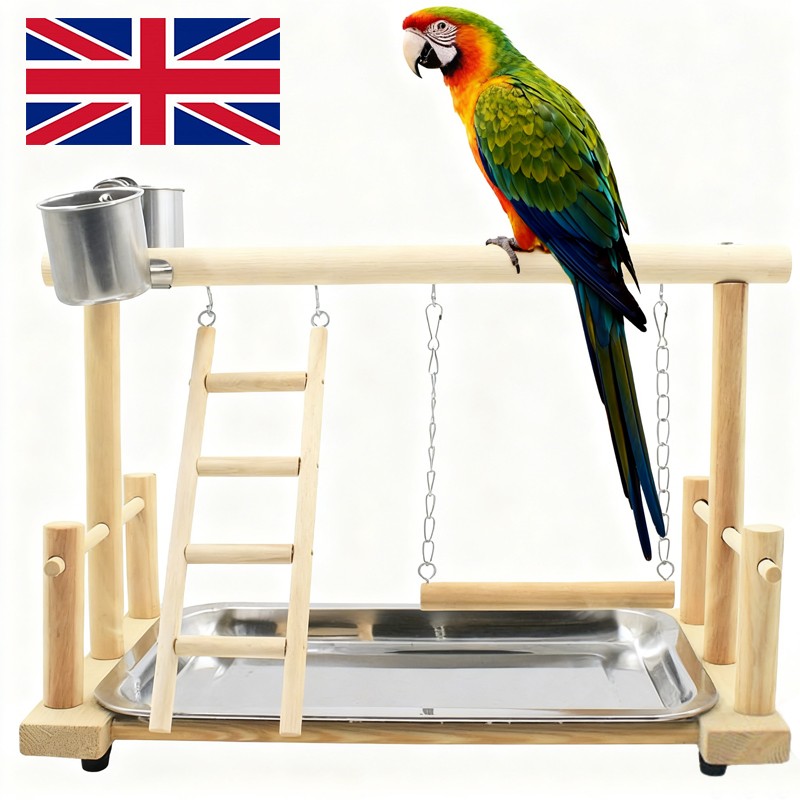 Parrot Playstand Bird Plays Stand Cockatiel Playground Wooden Perch Gym Play photo 1