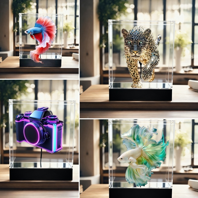 Wiilala Holographic Display Stand 12&20&30cm Naked-eye 3D Holographic Fan Advertising Machine Stereoscopic Floating Light Aerial Projector Gift Light Shopping Mall Home photo 3