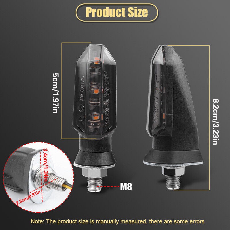 2Pcs Motorcycle Motorbike Turn Signal Lights Indicators Lamp Amber Mini LED 12V photo 7