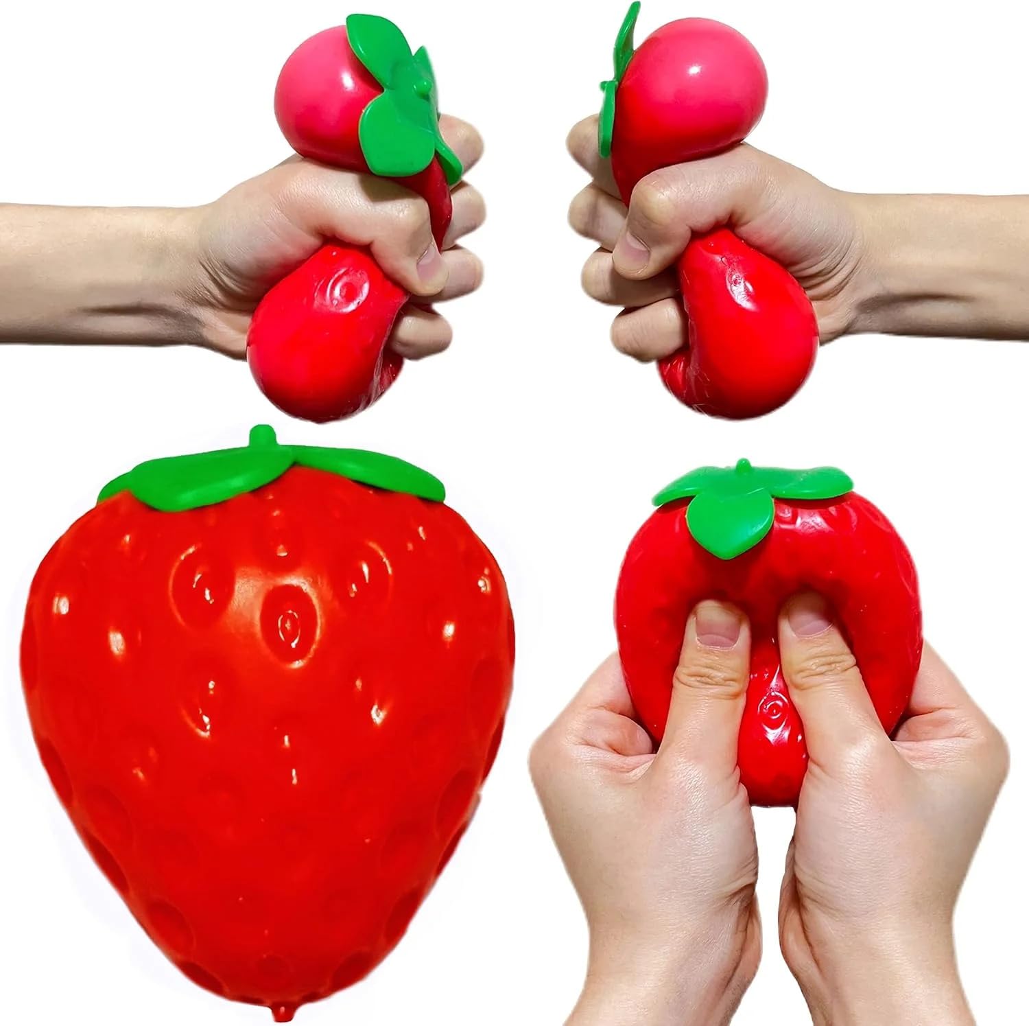 Strawberry , Strawberry Squishy Sensory Fidget Giant Jumbo Big Slow Rising Stress Ball Squeeze Toy Fruit Realistic For Relief, Adults Kids Gifts Party Favor  1pcs photo 6