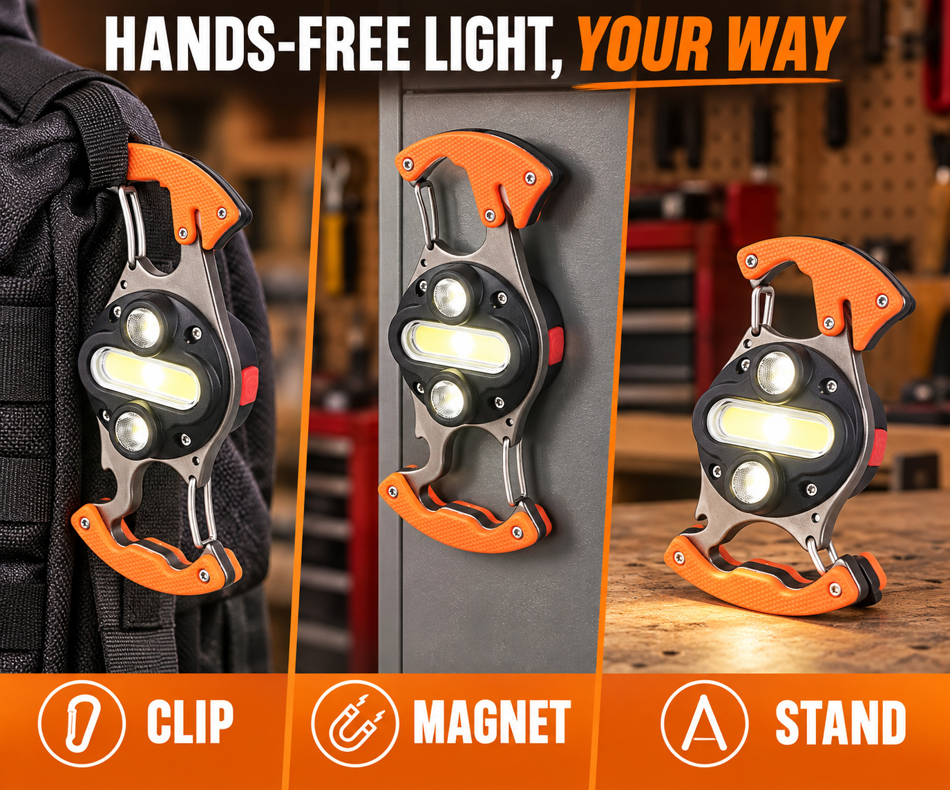 Rechargeable Magnetic Battery Display Type C LED Work Light Hanging Hook W5146 350LM Flashlight Safety photo 7