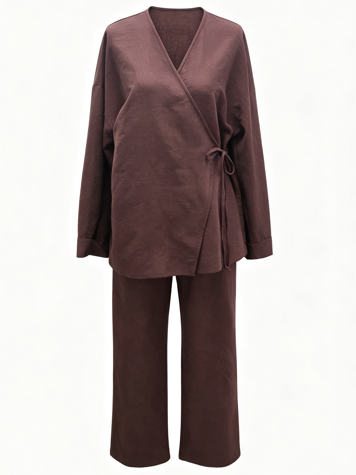 2026 Autumn New Amazon Cross-Border Foreign Trade Women's Simple High-End Loose Straight Wide-Leg Pants Set In Stock photo 5