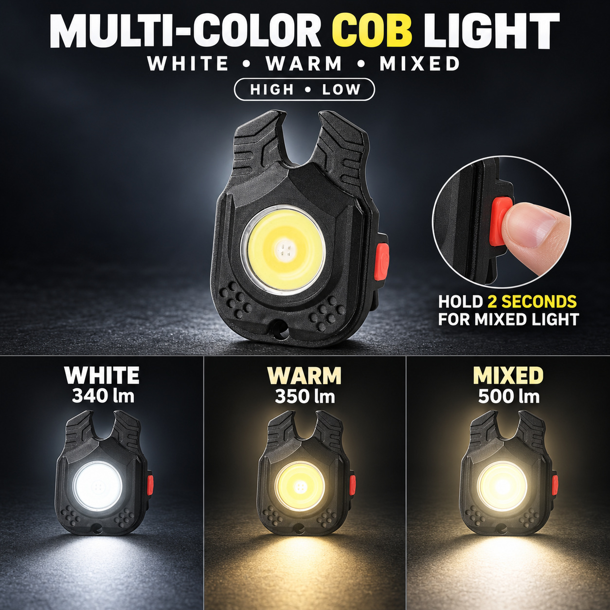 Rechargeable Magnetic Battery Display Type C LED Work Light Hanging Hook W5129 500LM Flashlight Portable photo 3