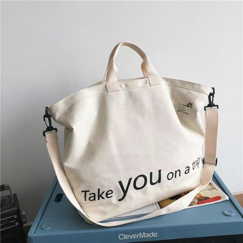 Vintage Canvas Bag Luggage Travel Bag Oversized Capacity Canvas Storage Bag Portable Business Handbag - White photo 1