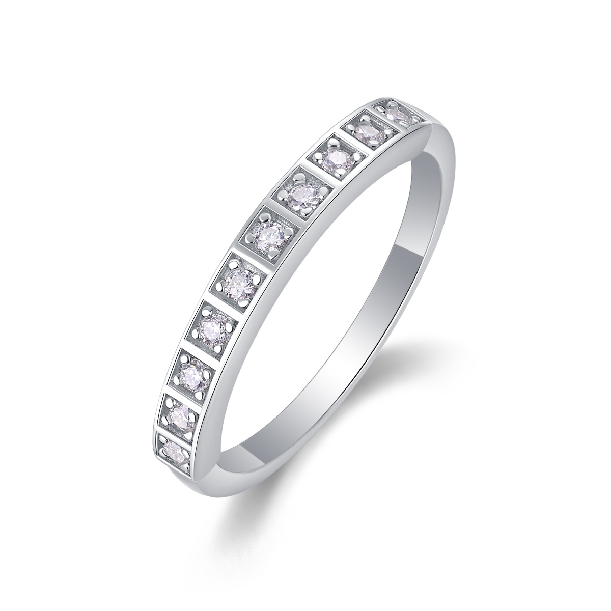 S925 Silver 1.6g Platinum Plated Moissanite Ring, 2.7mm Channel Set Band, D VVS1 GRA US 5-9 photo 1