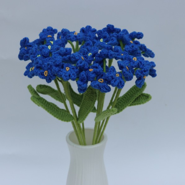 Handmade Crochet Forgetmenot  Hydrangea Yarn Flowers Finished Knitted Artificial Flowers Gift For Birthday  All Festivals photo 4