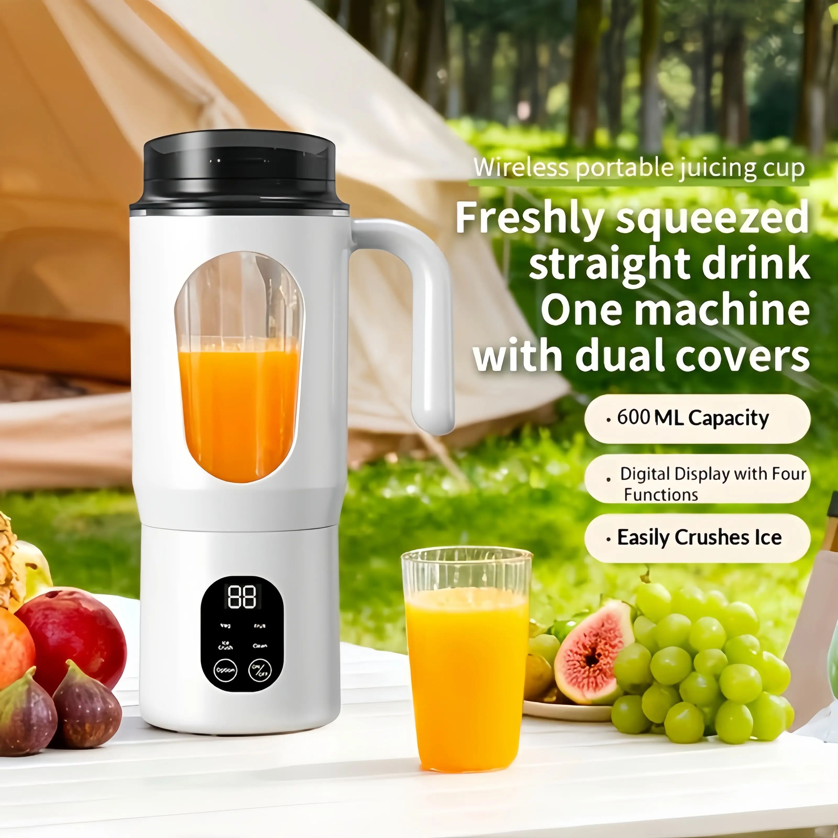 Cordless Portable Blender For Shakes & Smoothies, Personal Juicer Cup,  BPA-Free Bottle With LED Display, Self-Cleaning Ice Crusher photo 1