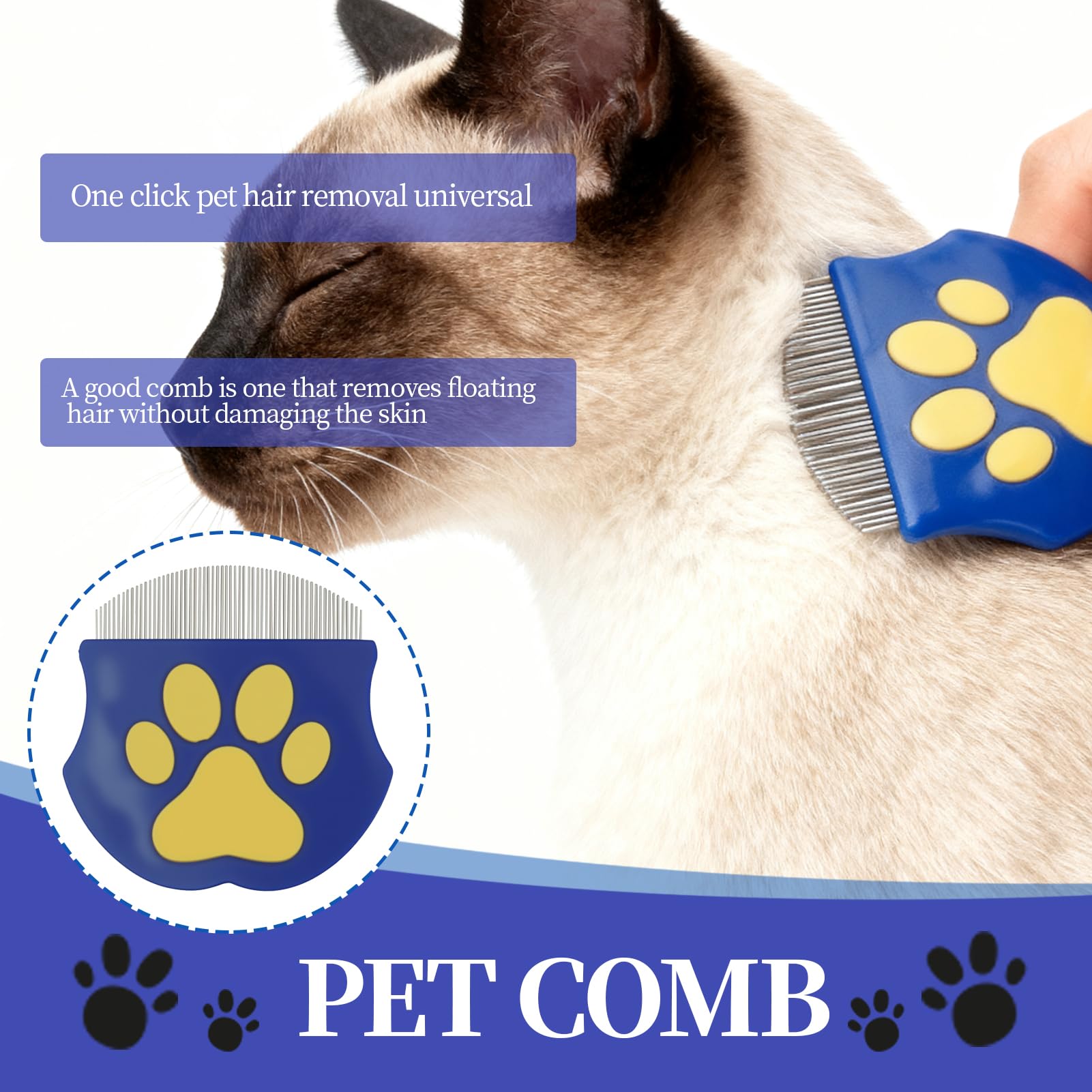 Professional Eye Comb For Cats & Dogs, Blue  Stainless Steel Dog Eye Booger Comb,Portable Eye Gunk Removal Grooming Tool For Fur Debris Dirt,Gentle Round-Head Grooming Tool photo 4