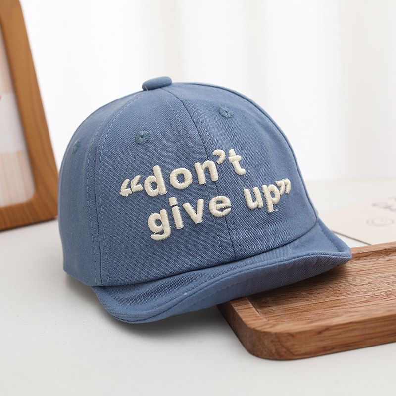 Summer Boys And Girls' Inspirational Letter Embroidery Round-brimmed Soft-awning Street Kids' Style Baseball Cap For Daily Outings photo 4
