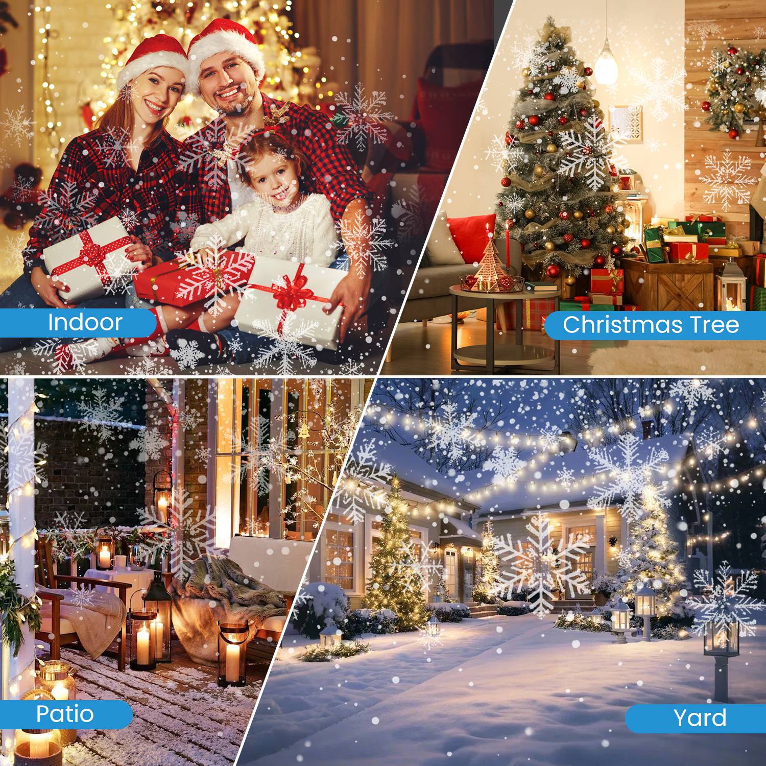 1Pc Christmas Snowflake Projector Light Dual Head LED Stake Light IP44 Waterproof Xmas Decoration For Holiday Indoor Outdoor Use Garden Patio Wall Decor photo 8