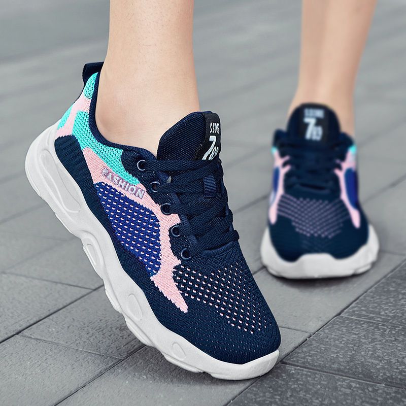 Casual Colorblock Lace-up Sneakers Women Versatile Breathable Lightweight Walking Running Shoes photo 5