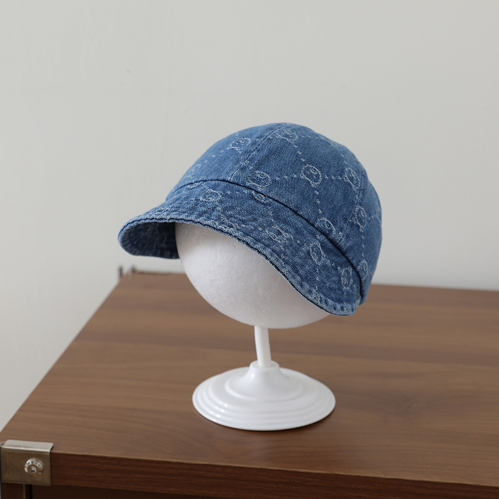 Retro Washed Denim Children's Baseball Cap With Full Pattern Of Little Bear Diamond Jacquard Soft Brim Fisherman Hat photo 3