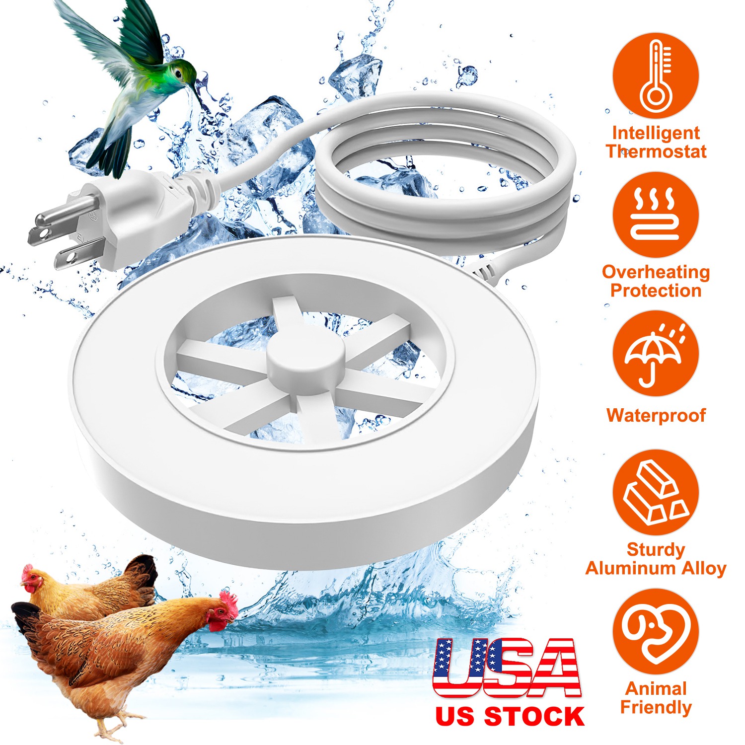 70W Bird Bath Heater For Outdoors Winter Heated Bird Bath Deicer Waterproof Aluminum Alloy Water Heater With Thermostat Auto Shutdown For Yard Patio Farm photo 1