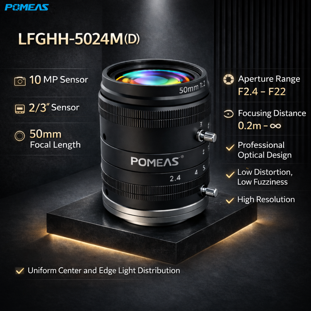 LFGHH-5024M 50mm F2.4 10MP Fixed Focal Length Machine Vision Lens For 2    3 Inch Industrial Cameras photo 2