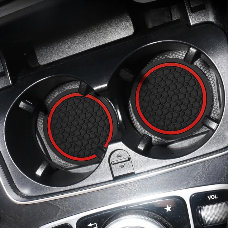 Mandark 4PCS 2.75 Inch Car Cup Holder Coasters, Non Slip, Black Red photo 5