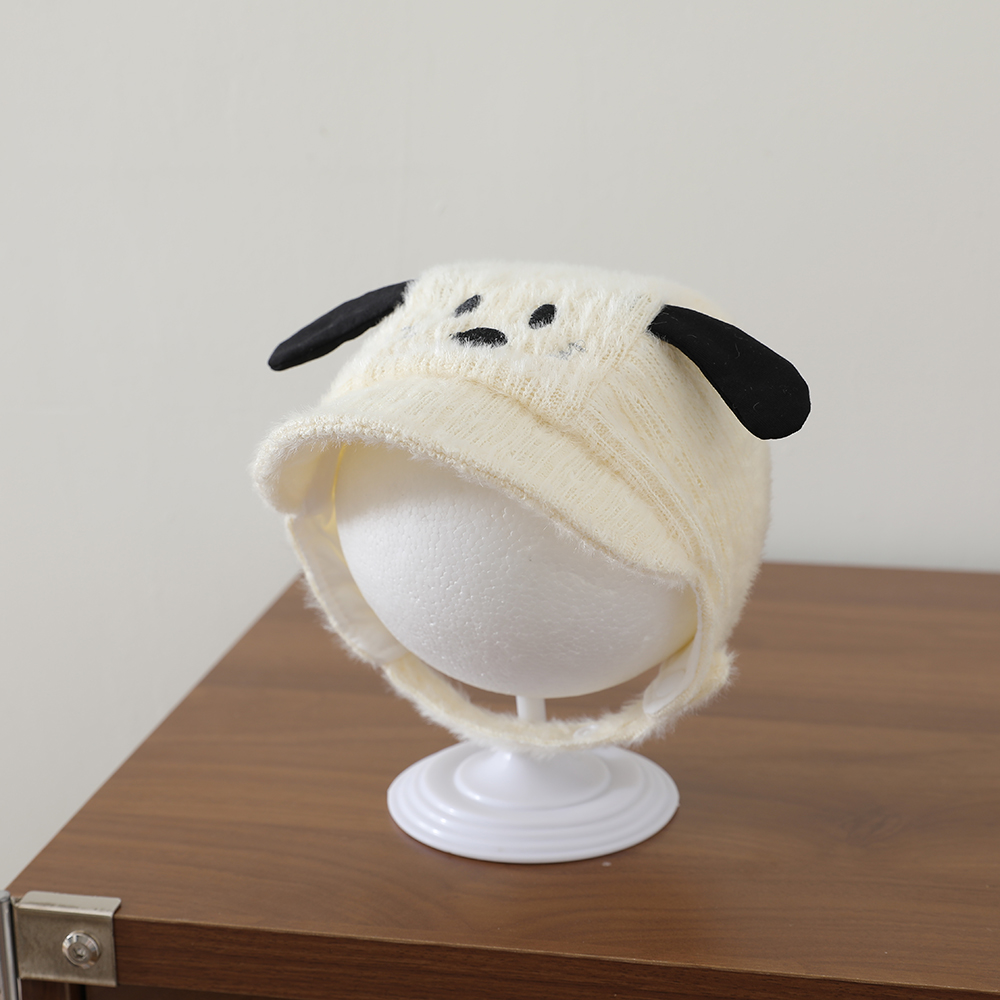 Children's Cartoon Dog-shaped Three-dimensional Ear Protective Ear Cap With Soft Plush Embroidered Warmth Preservation Cap For Winter And Autumn Cold Protection With Adjustable Short Brim Cap photo 4