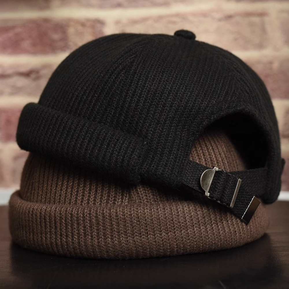 Japanese-style Vintage Boater Hat In Solid Color, For Hip-hop Wear In Autumn And Winter, Without A Brim, Suitable For A Gentleman's Look photo 1