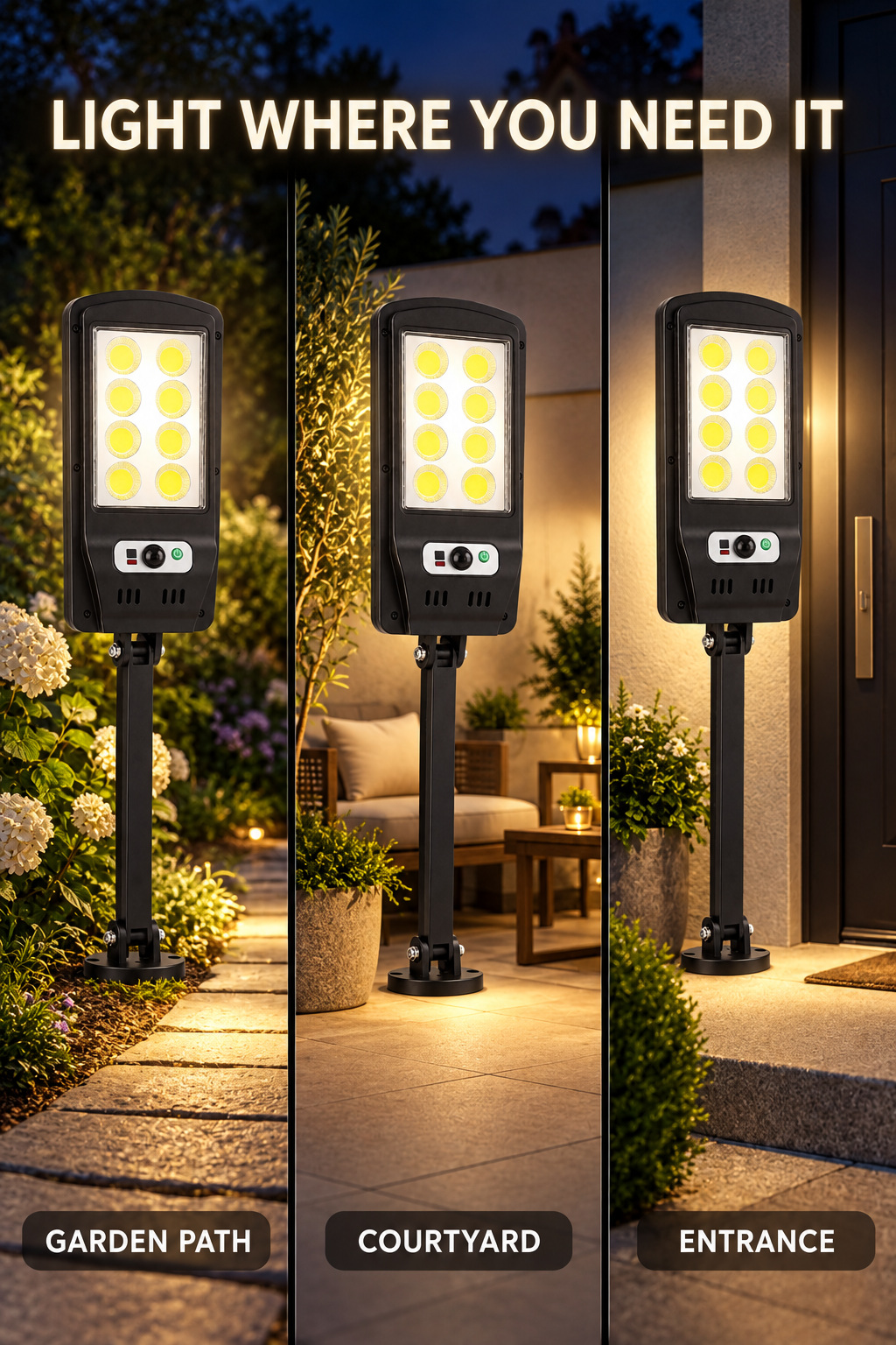 Solar Powered Rechargeable Motion Sensor Waterproof LED Work Light 20W 1500mAh For W756 8 2 photo 3