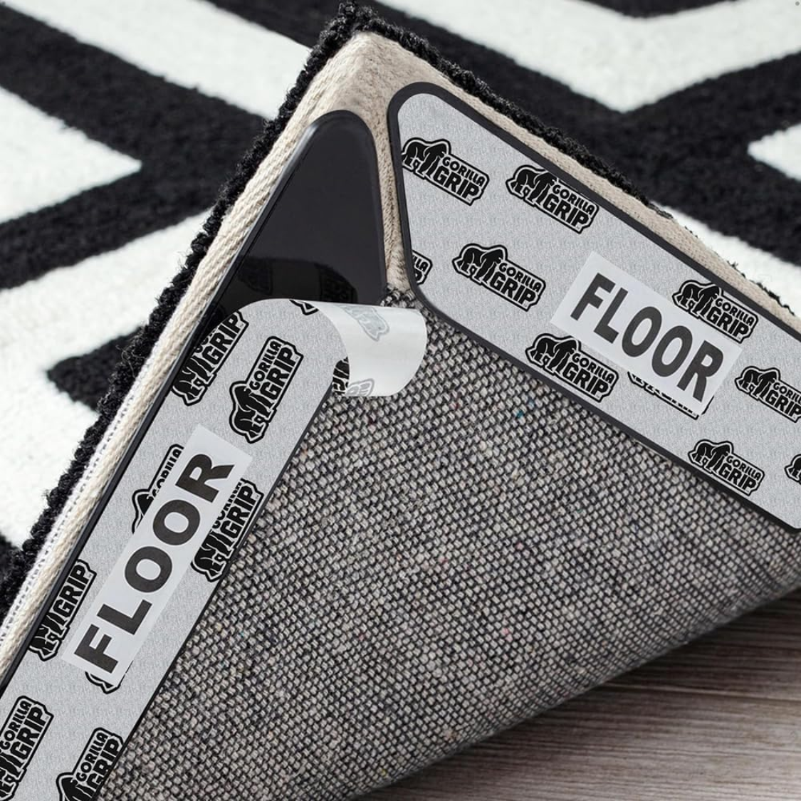 8 Pack Extra Long Black Rug Grippers For Hardwood Floors Non-Slip Carpet Holders Anti-Slip Rug Pads For Home Living Room And Bedroom photo 1