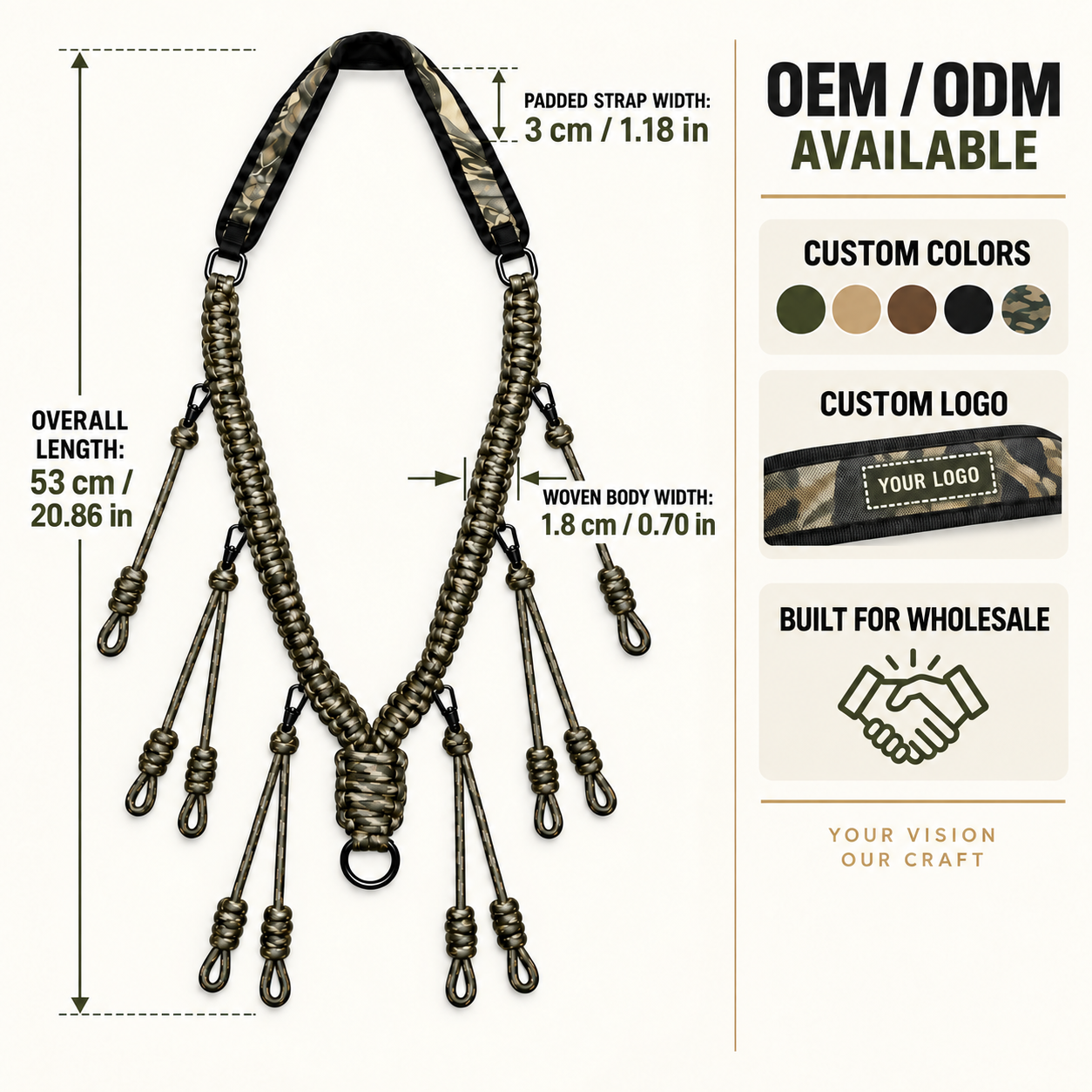 LINK High Camouflage Duck Call Lanyard Nylon Woven Goose 10 Removable Loops Duck Whistle MOLLE Durable Hunting Accessories photo 2