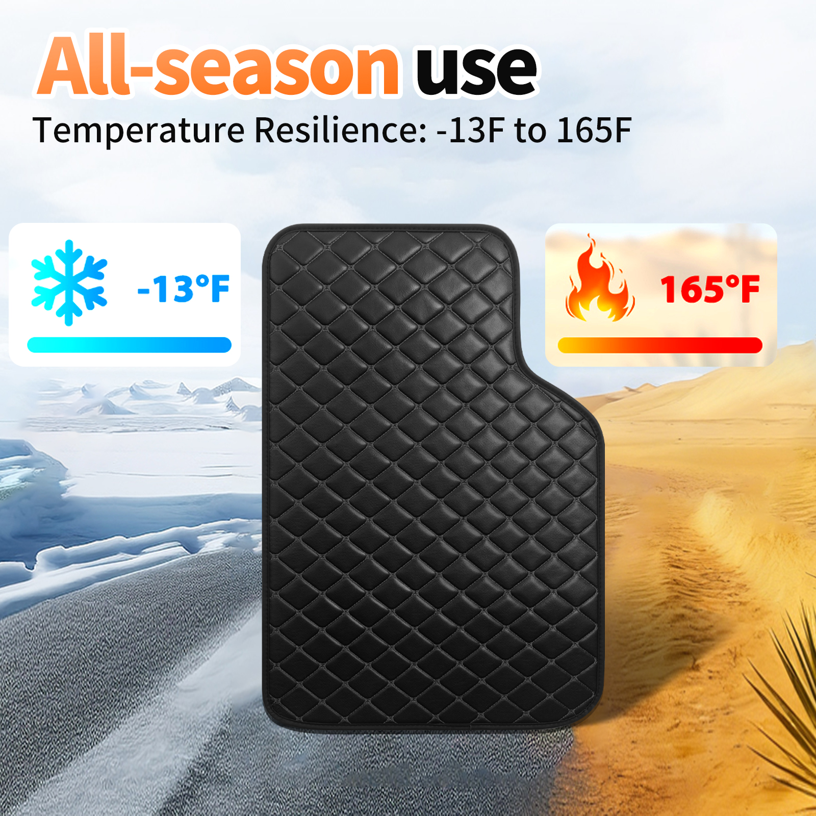 Light Luxury Nordic Minimalist Iamond Stitching Full Set Car Floor Mats, All Season Wear-Resistant Waterproof Anti-Slip Universal Auto Foot Liners For Most Sedans SUV Trucks photo 1