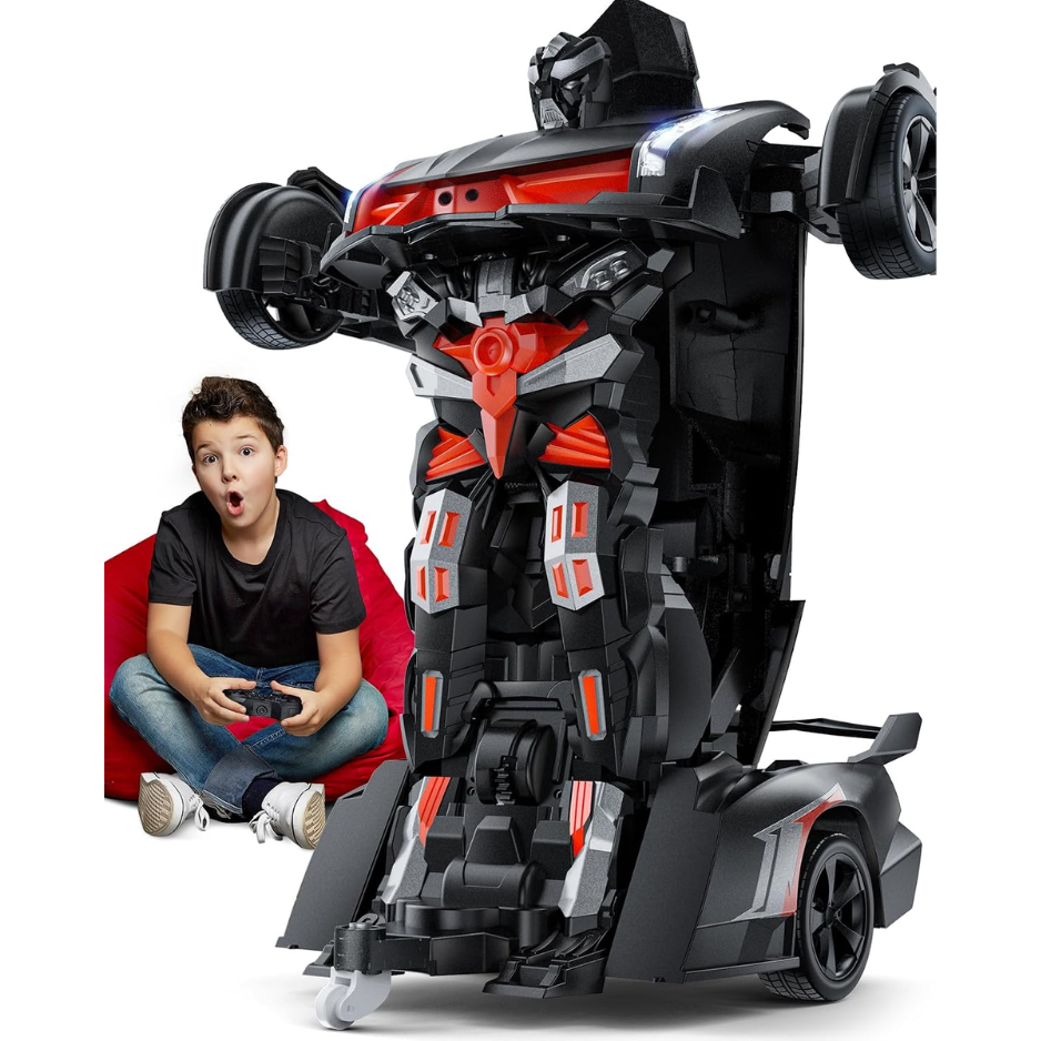 Transform RC Robot Car Toy, Gray Gesture Sensing, Auto Deformation, LED Lights, Sound, 2 Batteries 60 Min Play, Durable ABS photo 1