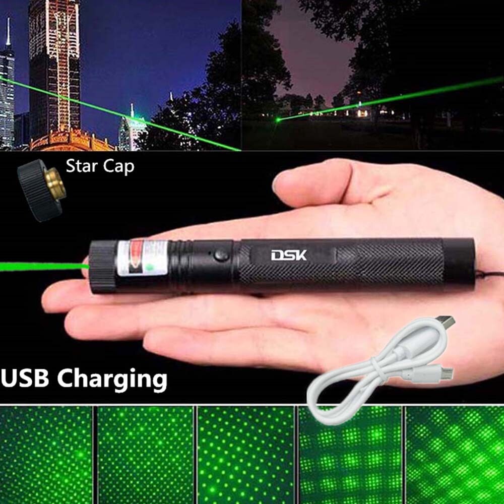 Green Laser Pointer Pen Light USB Rechargeable 990Miles 532NM Astronomy Visible Beam Light 1mw Flashlight photo 3