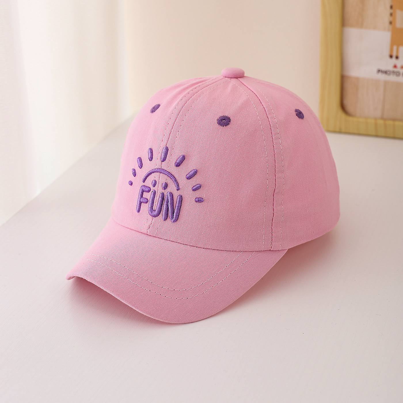 Children's Single-color Three-dimensional Letter Sun Embroidery Adjustable Simple Casual Baseball Cap Suitable For Outdoor Outings And Shopping photo 6