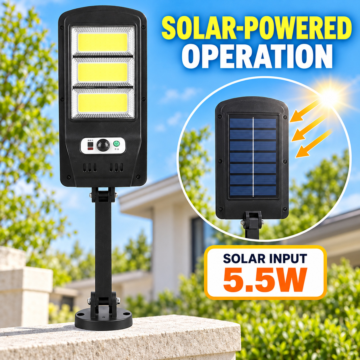 Solar Powered Rechargeable Motion Sensor Waterproof LED Work Light 20W 1500mAh For W756 3 Street photo 5