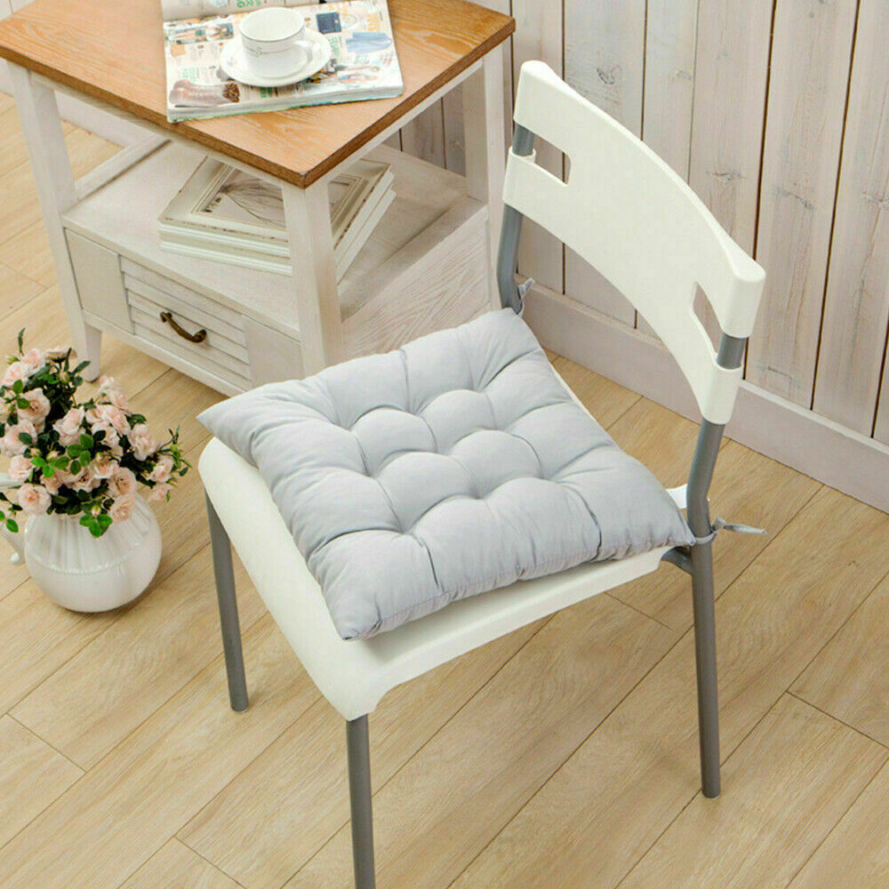 4 Pack Seat Pad Dining Room Garden Kitchen Chair Seat Cushions Tie On Plain UK photo 3