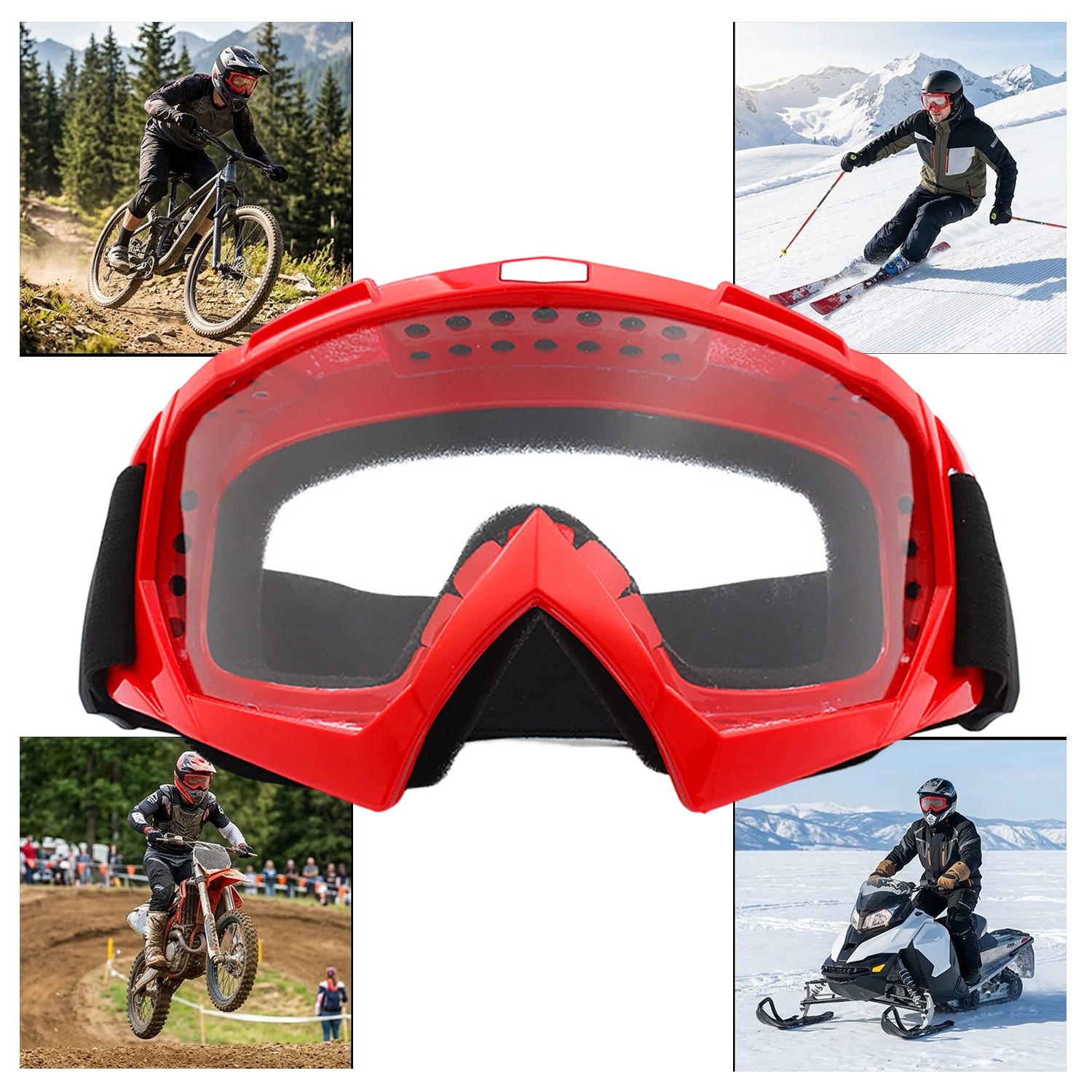 Motorcycle Skiing Goggles Fit Over Glasses Bike ATV Off-Road Cycling Sunglasses photo 1