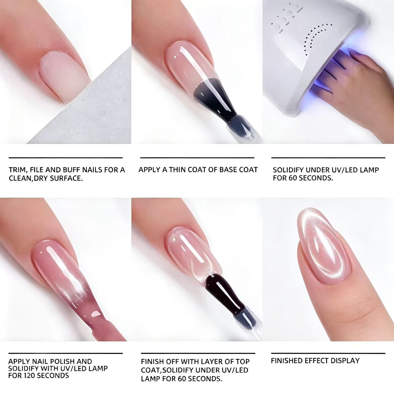 Ms. Rainbow Starry Series Glass Bead Cat Eye Nail Gel Polish, Temperament Silvery Gray Magnetic LED Gel, Long-Lasting Soak-Off Shimmer Nail Varnish 10Ml, Nail Salon Manicure photo 8