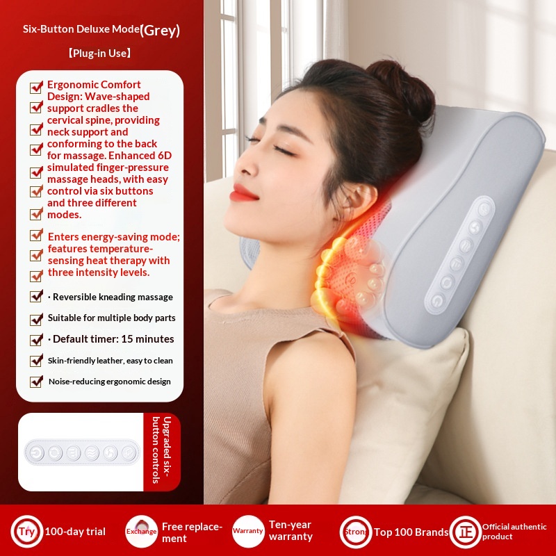 Cervical Spine Massage Pillow Massage Apparatus Neck And Waist Dual-use Hot Compress For Legs Household Multifunctional Massage Pad Rechargeable Massager photo 1