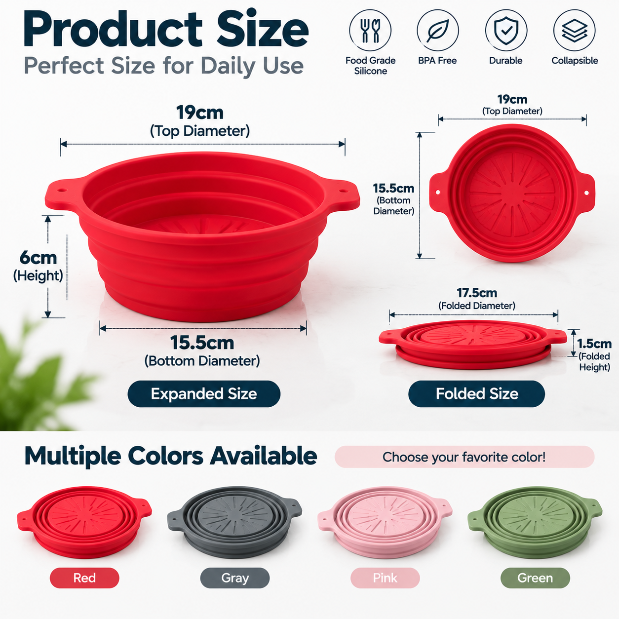 Collapsible Silicone Bowl Portable Foldable Food Container Travel Camping Bowl photo 5