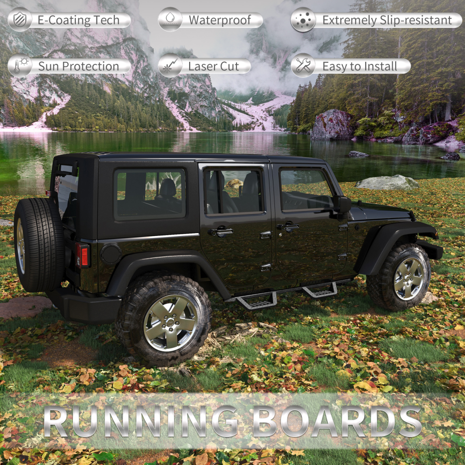 Bars Running Boards Compatible With Wrangler JK 4 Doors photo 8