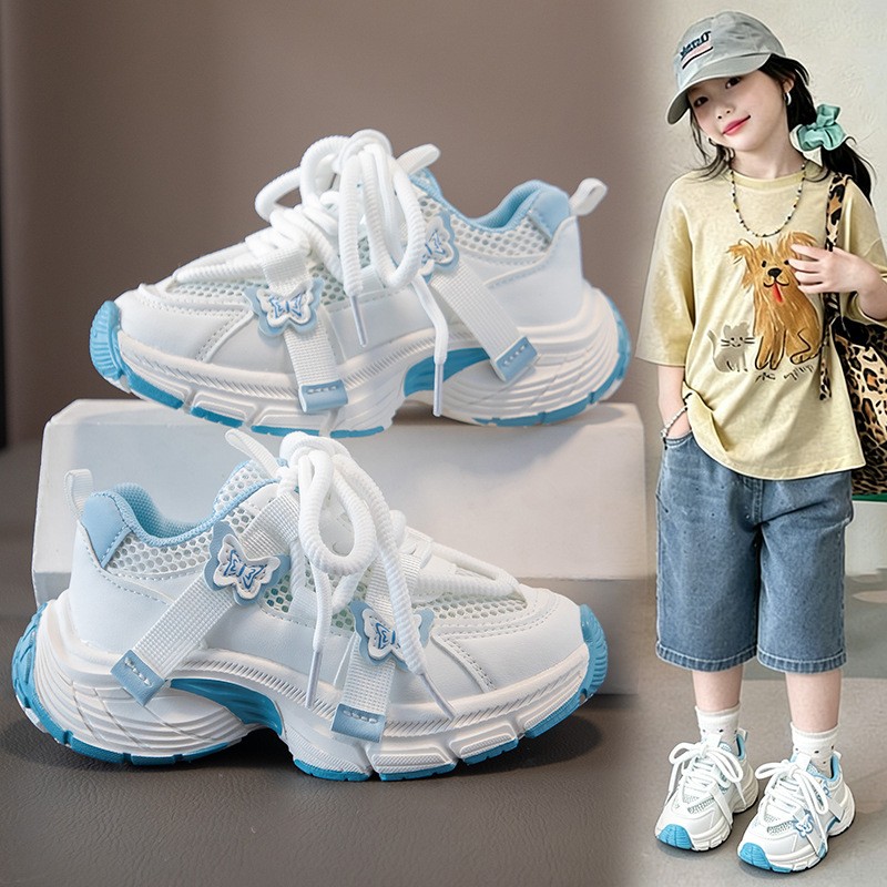 2026 Summer Hot-selling Baby Girls Mesh Dad Sneakers, Breathable Soft Sole Lightweight Comfortable Sports Shoes photo 1