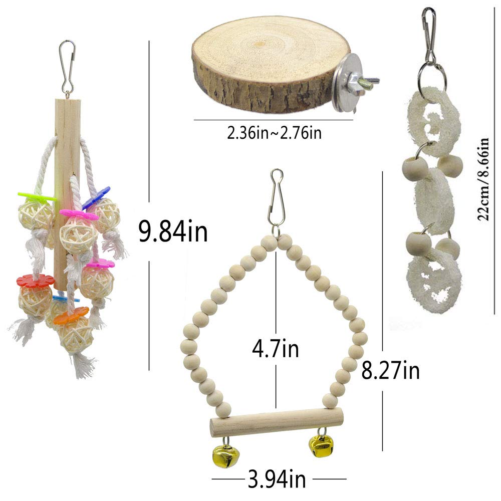 8 Packs Of Bird Parrot Swing Chewing Toys-Natural Wood Bird Climbing Hanging Cage Toys Suitable For Small Parakeets, Cockatiels, Conures, Finches,Budgie,Macaws, Parrots, Love Birds photo 3
