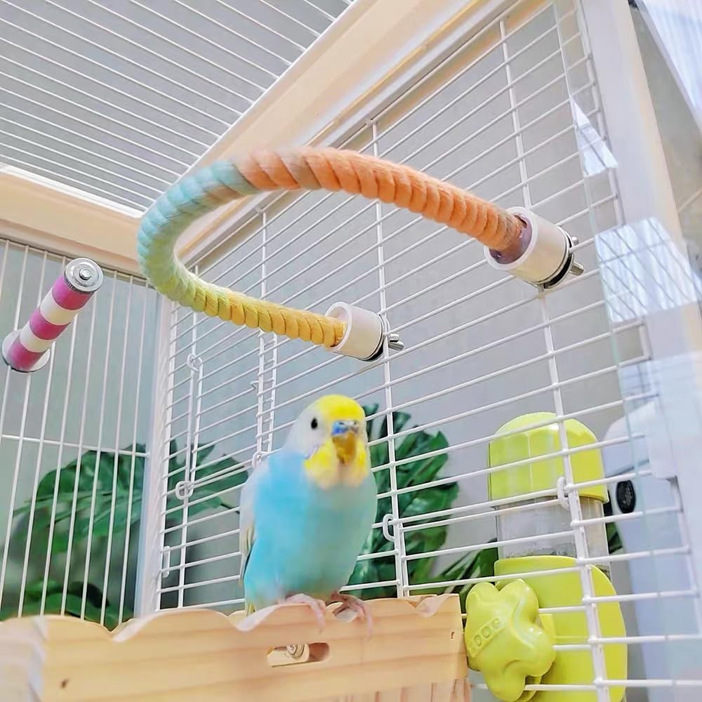 Gradient Colorful Bird Rope Perch Stand For Bird Cages Bendable Climbing Rope Cage Accessory Toy For Cockatiel Parakeet Sugar Glider photo 4
