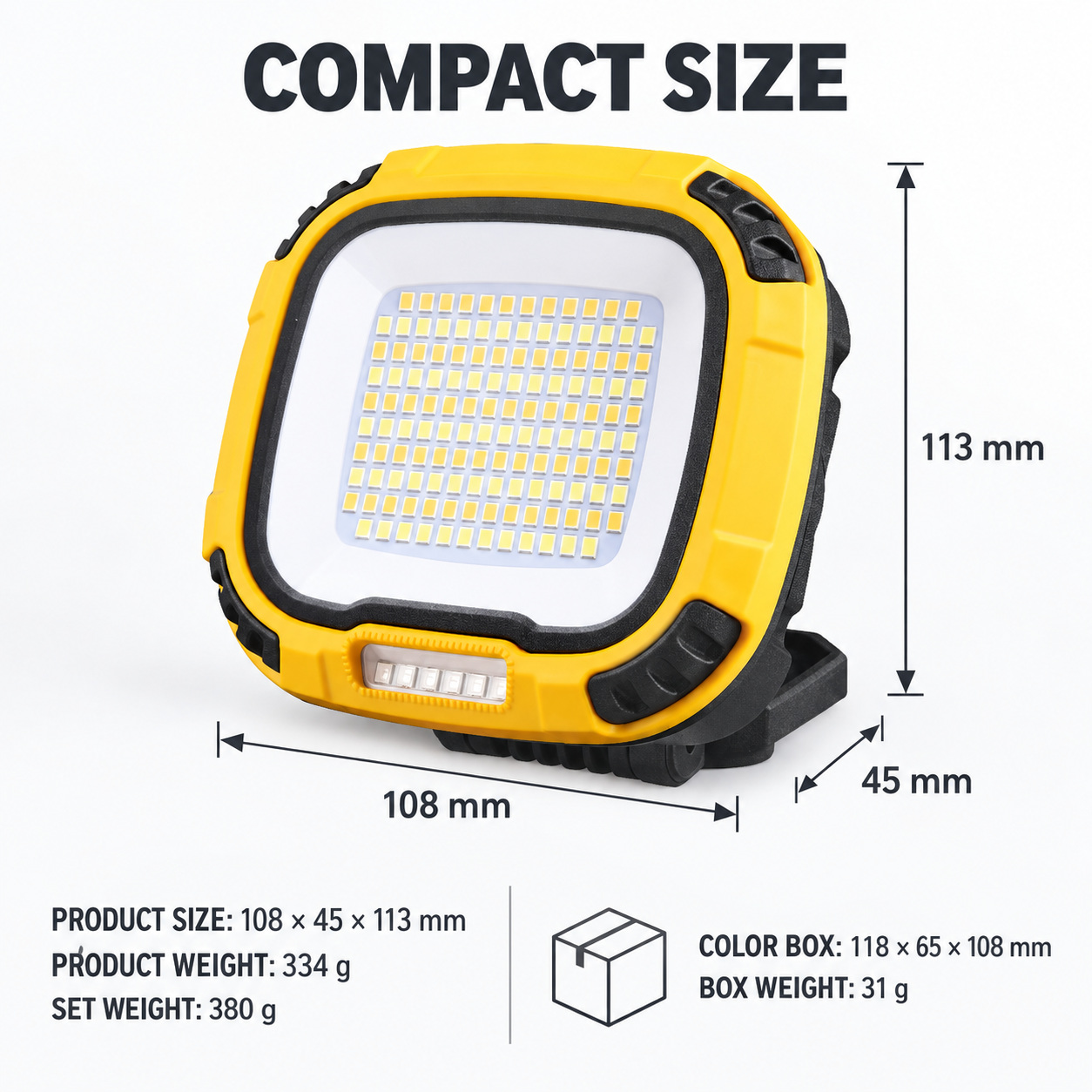 Rechargeable Magnetic Battery Display Type C LED Work Light Base Hanging W892 3 SMD 2835 photo 6