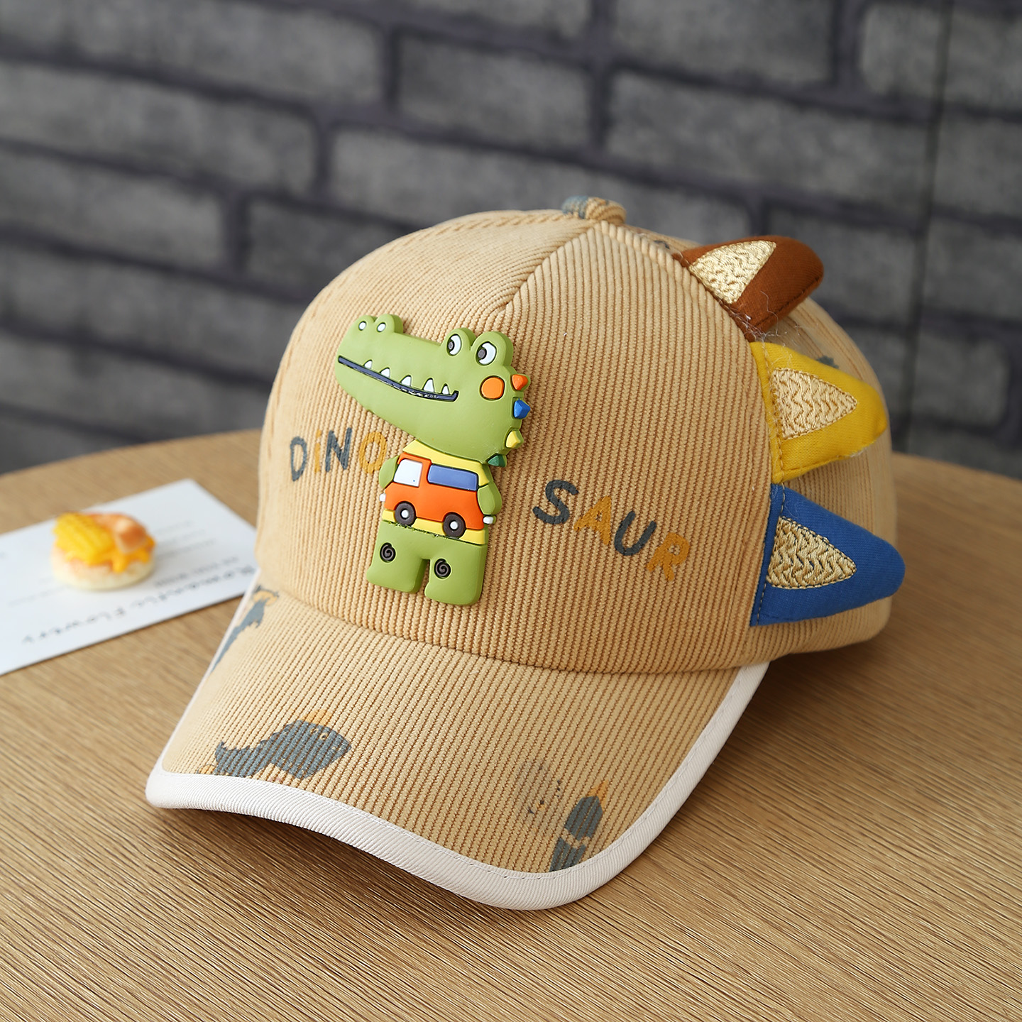 Fall Boys And Girls Dinosaur Crocodile Denim Three-Dimensional Cartoon Baseball Cap Adjustable Velcro Kids Hat Black And White photo 1