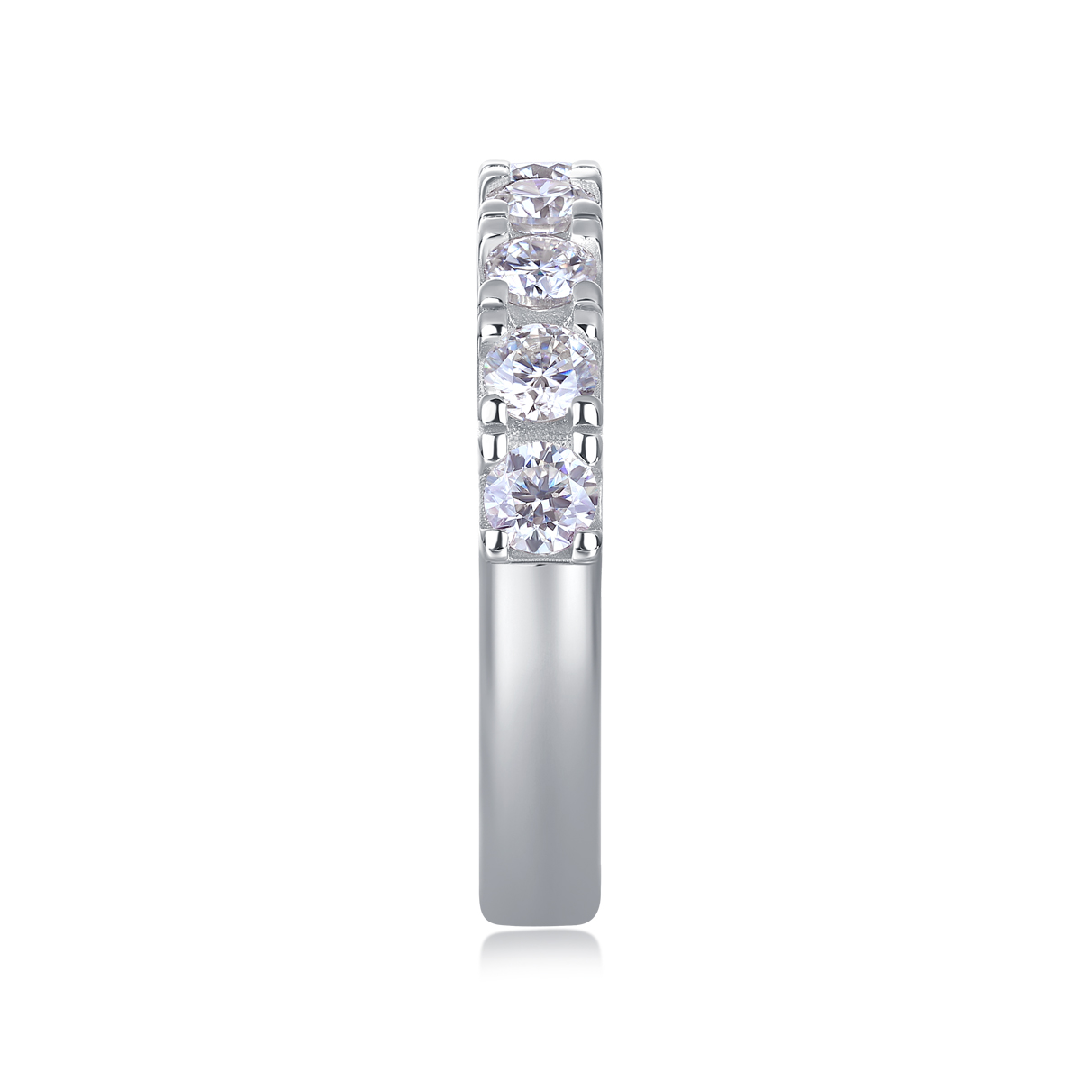 S925 Silver 1.7g Platinum Plated Moissanite Ring, 7x 3.0mm D VVS1 Half Eternity Band, GRA Certified US 5-9 photo 2
