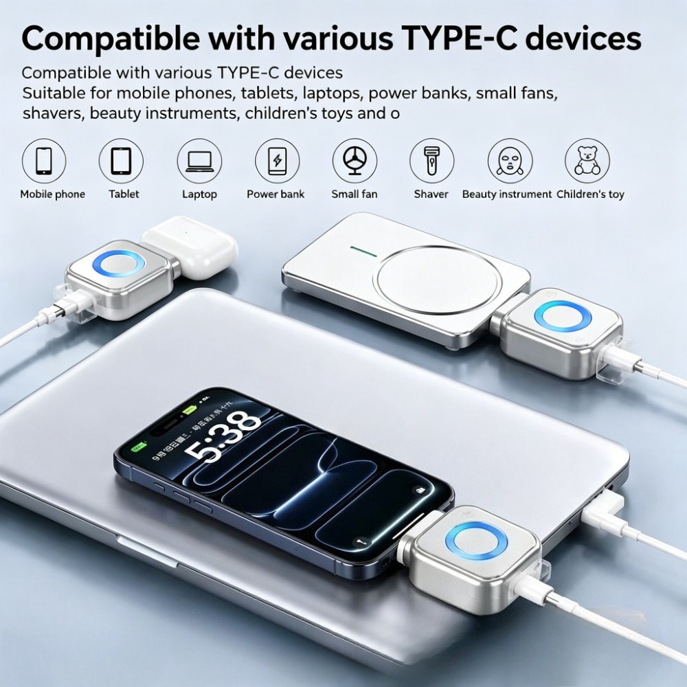 USB-C Auto Full-Charge Separator Smart Auto-Disconnect Charger Stopper 140W Overcharge Protection For Phone Android Safe Night Charging photo 4