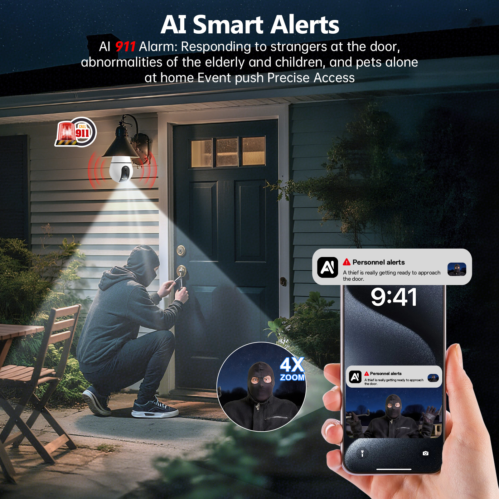 AI Detection 360 Degree HD CCTV Video Light Bulb E27 IP Wireless Mini Security Hidden Wifi Camera photo 4
