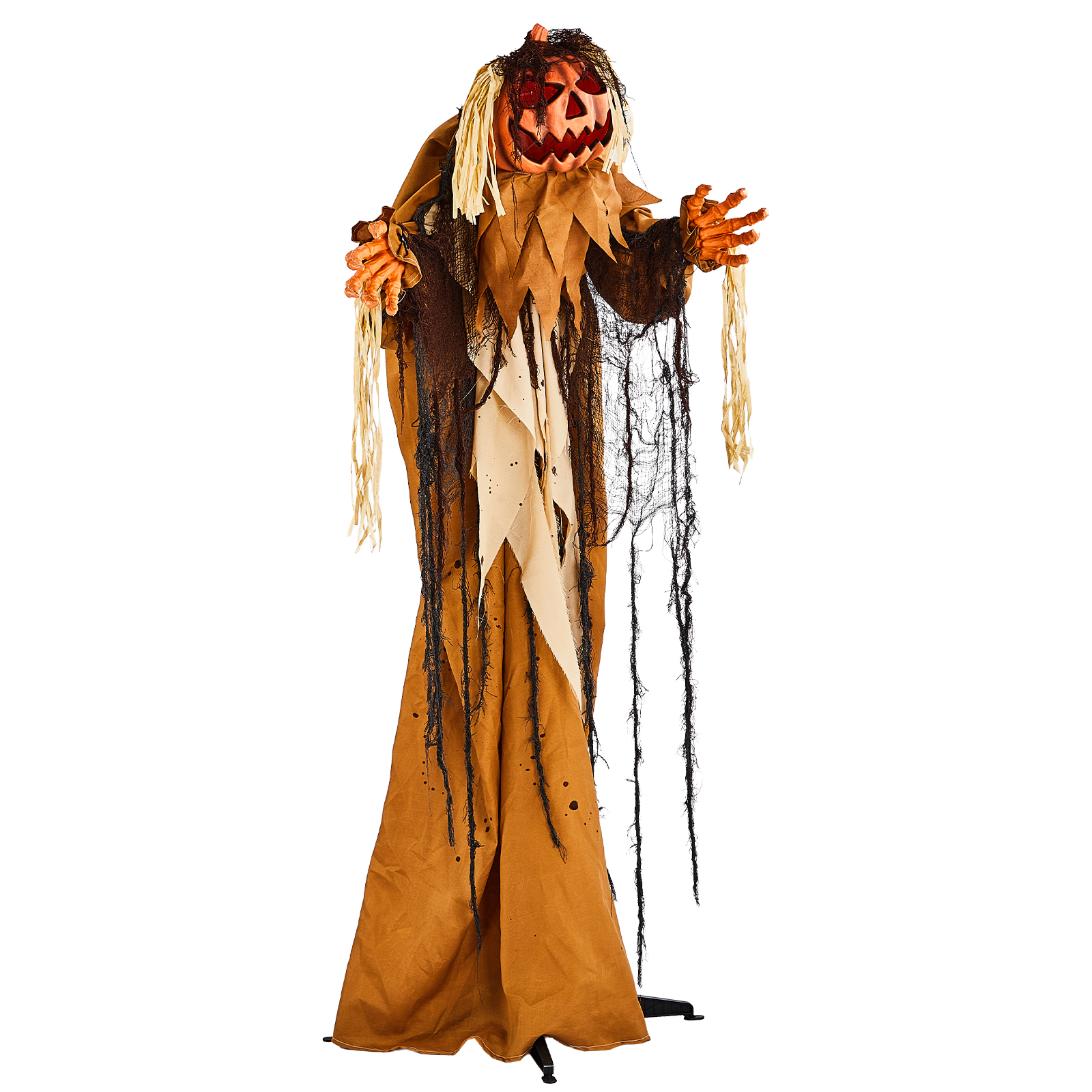 5.5ft Halloween Pumpkin Man Decoration With Red Glowing Head,Sound-Activated Head-Turning Motion & Male Voice,Battery Operated Batteries Not Included,Standing Animatronic photo 2