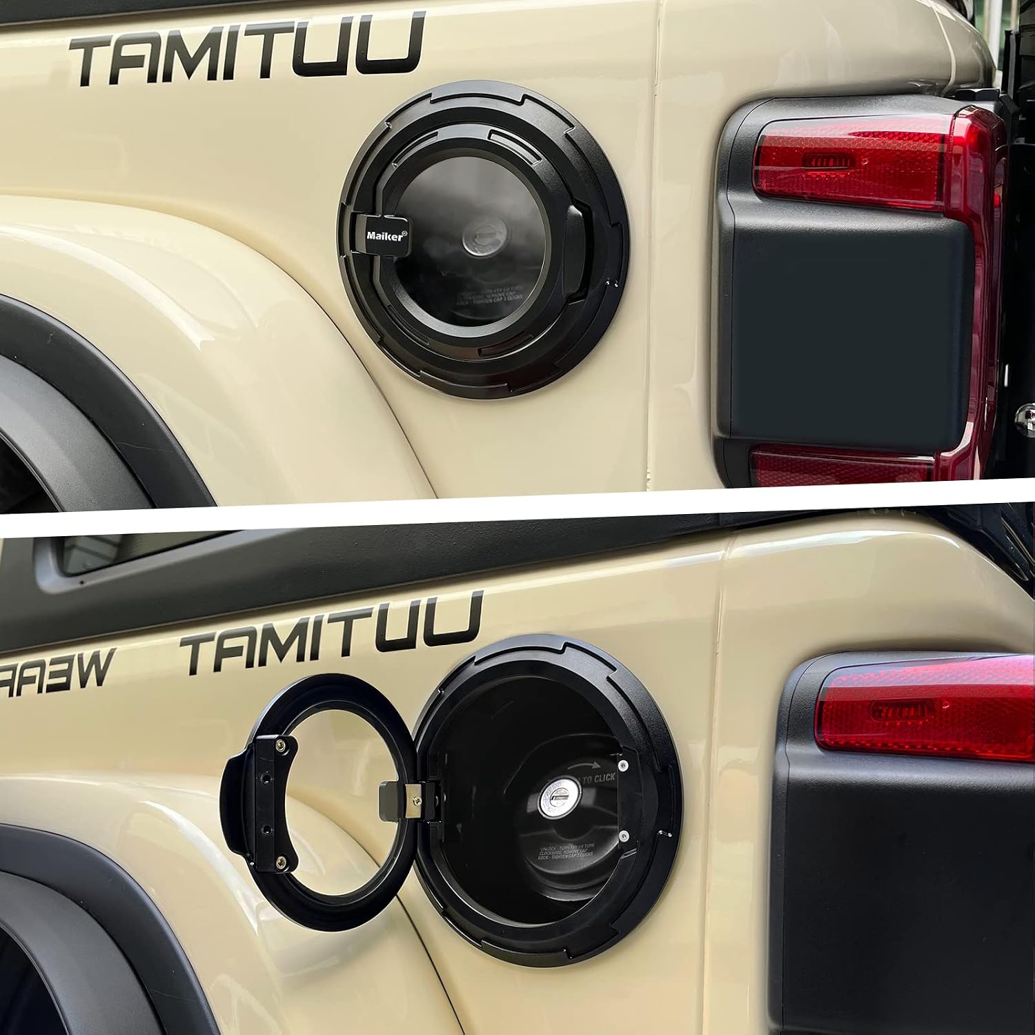 MAIKER Transparent Gas Tank Cap Cover For 2018-2025 Je Ep Wrangler JL 2 Door 4 Door Rubicon Sahara, Aluminum photo 3